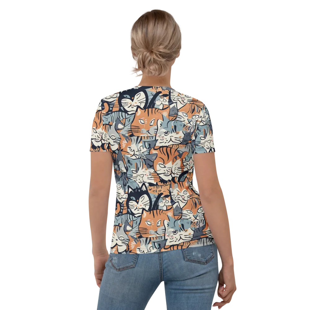 Feline Frenzy on Women's Crew Neck T-Shirt — Back