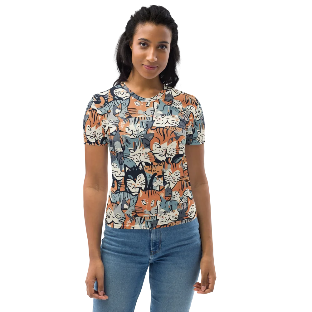 Feline Frenzy on Women's Crew Neck T-Shirt — Front