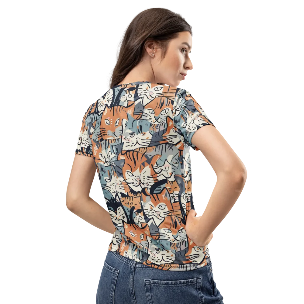 Feline Frenzy on Women's Crew Neck T-Shirt — Back