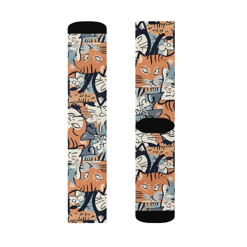 Feline Frenzy on Socks — Right Sock