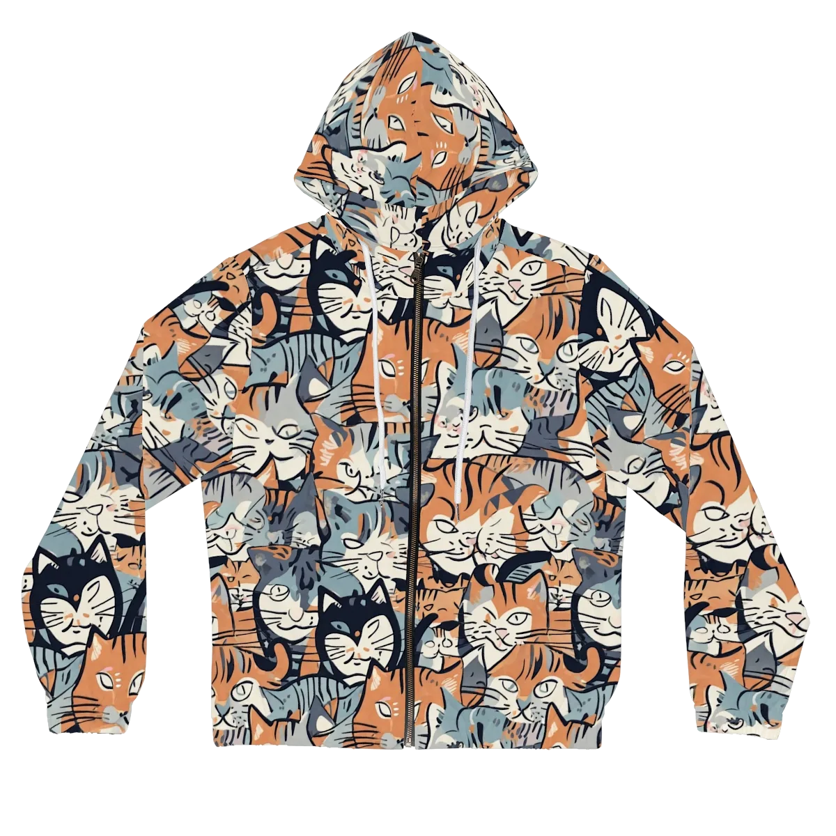 Feline Frenzy on Women's Full-Zip Hoodie — Front