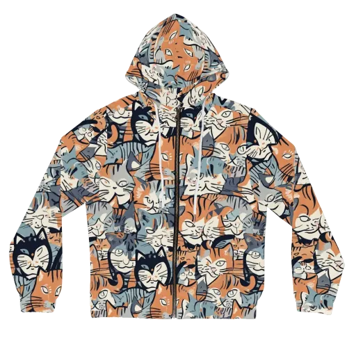 Feline Frenzy on a Women's Full-Zip Hoodie