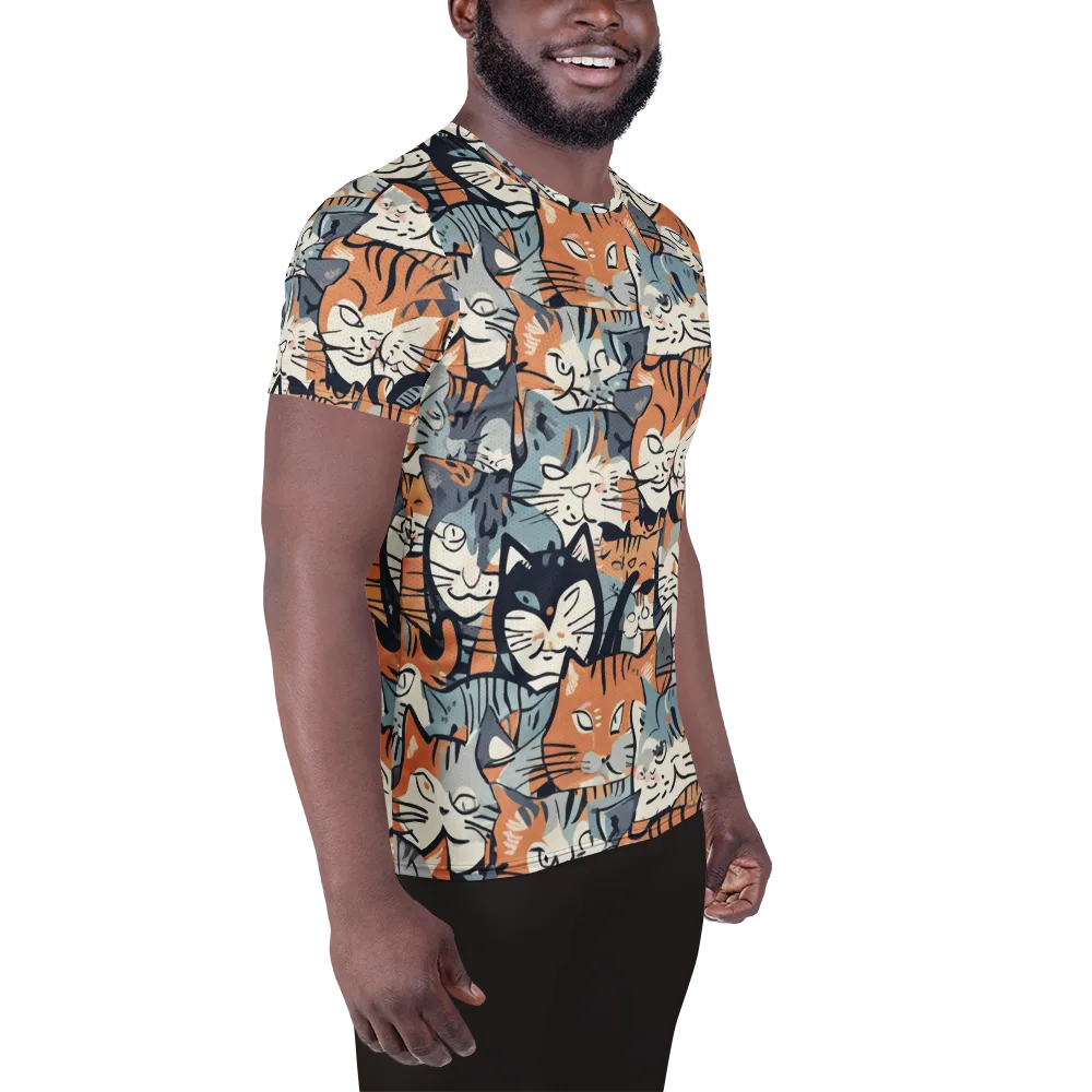 Feline Frenzy on Men's Athletic T-Shirt — Right