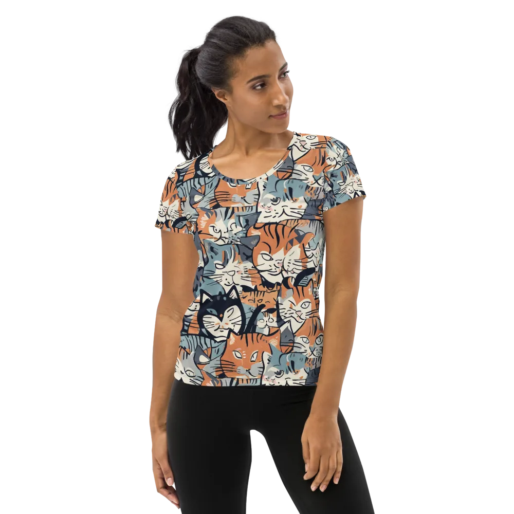 Feline Frenzy on Women's Athletic T-Shirt — Front
