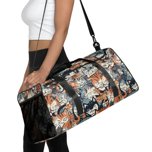 Feline Frenzy on a Duffle Bag