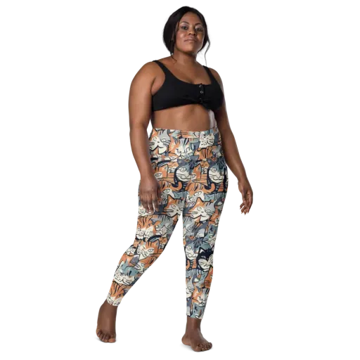 Feline Frenzy on a Leggings with Pockets