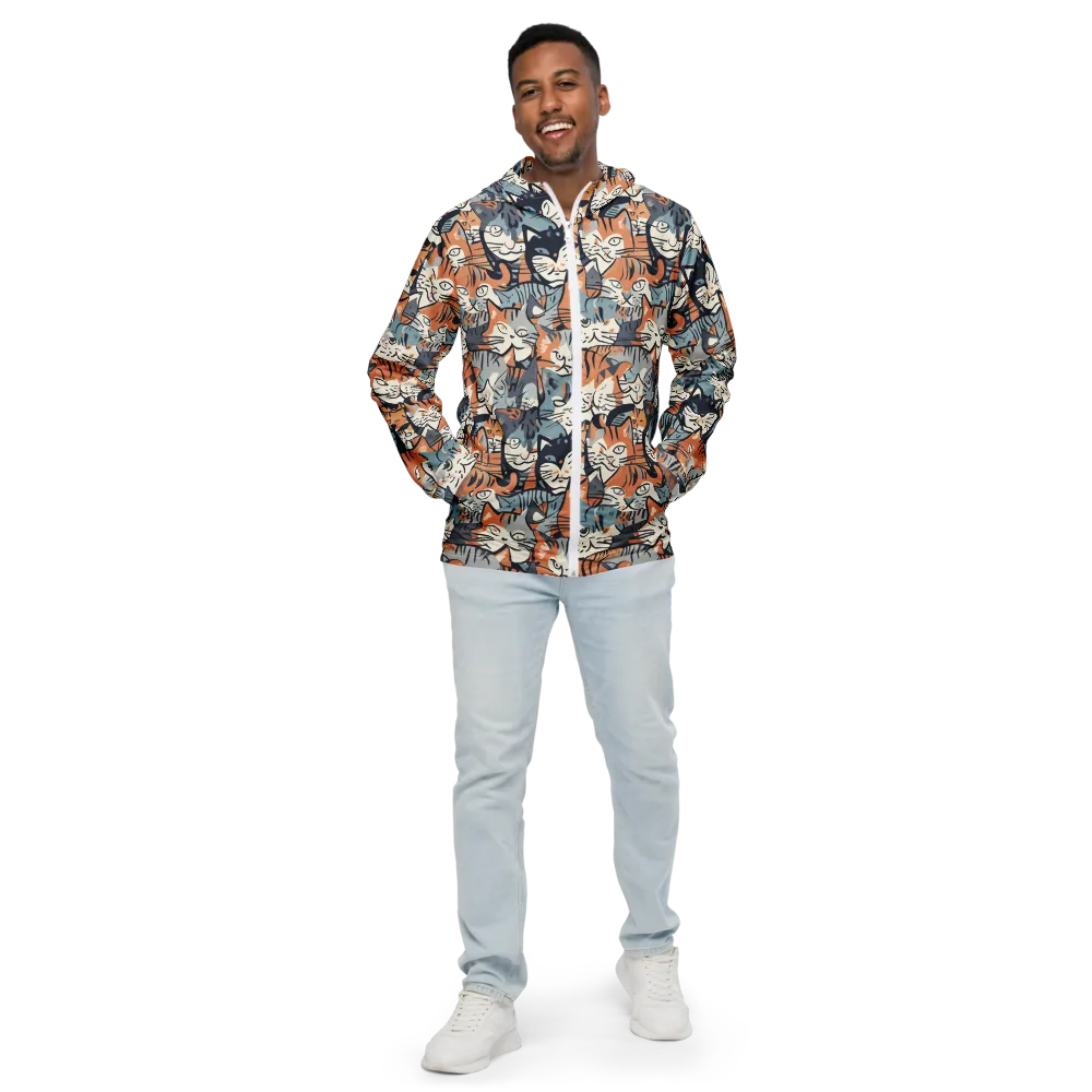 Feline Frenzy on Men's Windbreaker — Front