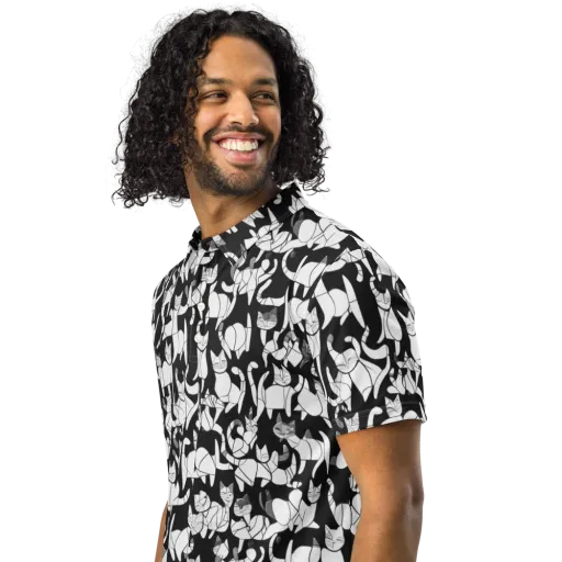 Nocturne Felines on a Men's Slim Fit Polo Shirt
