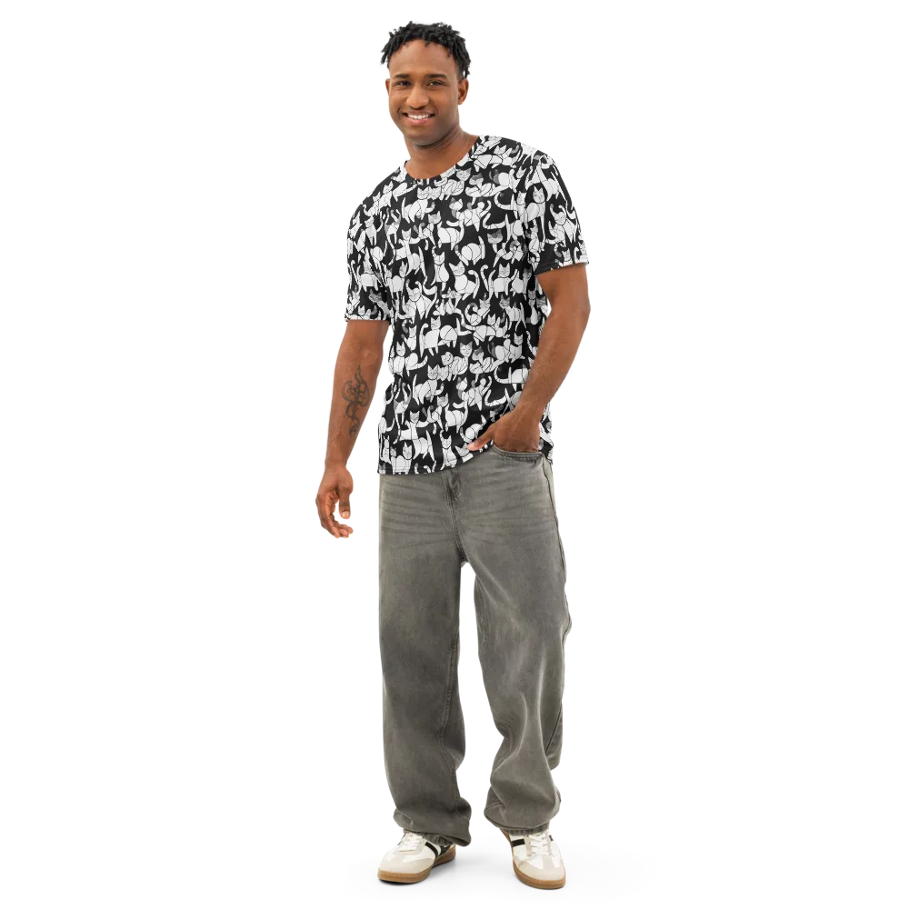 Nocturne Felines on Men's Cotton Crew Neck T-Shirt — Front
