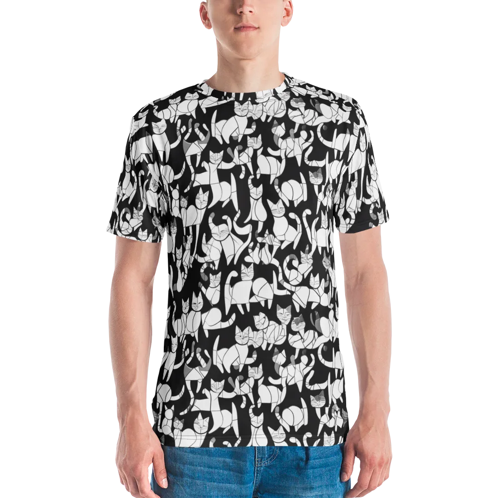 Nocturne Felines on Men's Crew Neck T-Shirt — Front