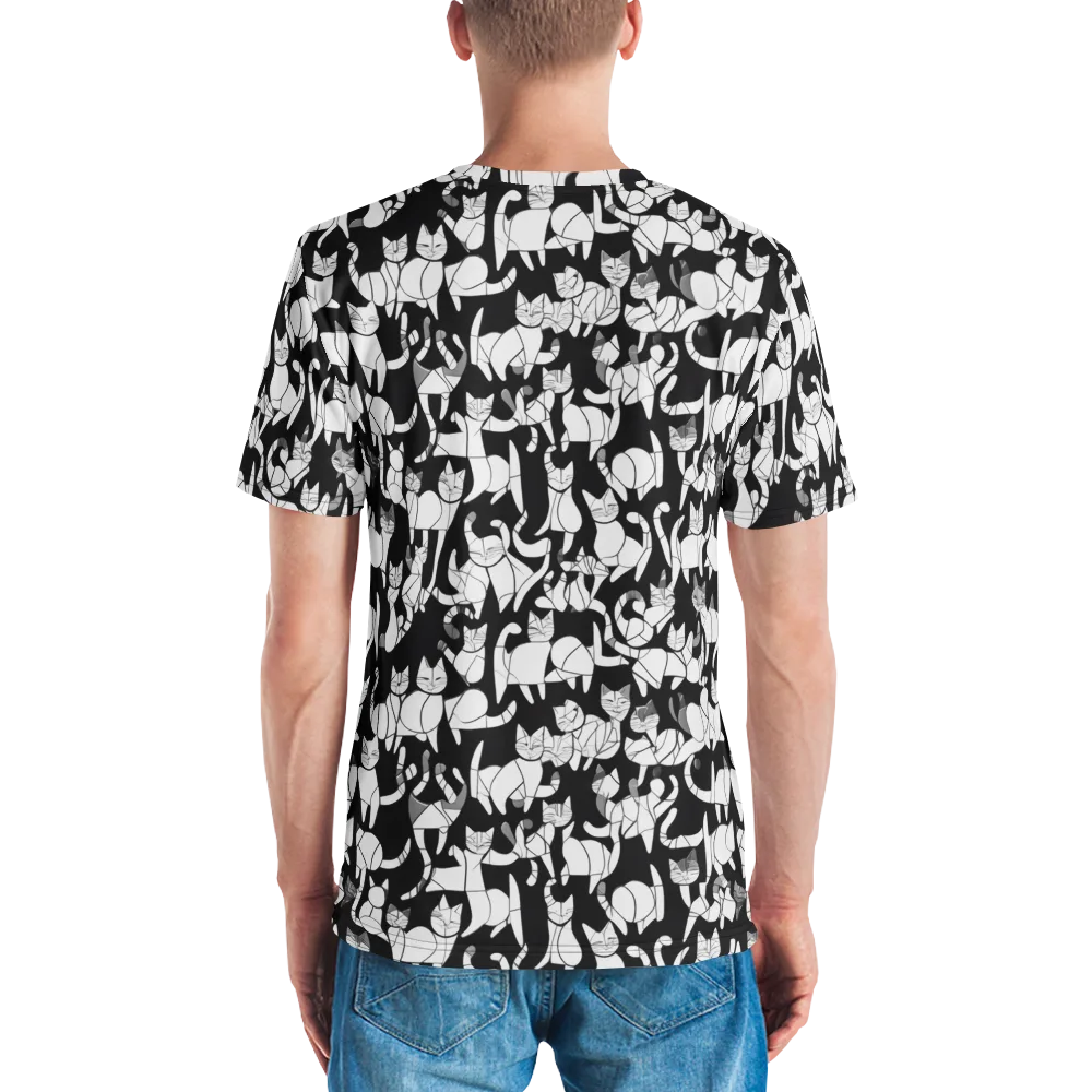 Nocturne Felines on Men's Crew Neck T-Shirt — Back