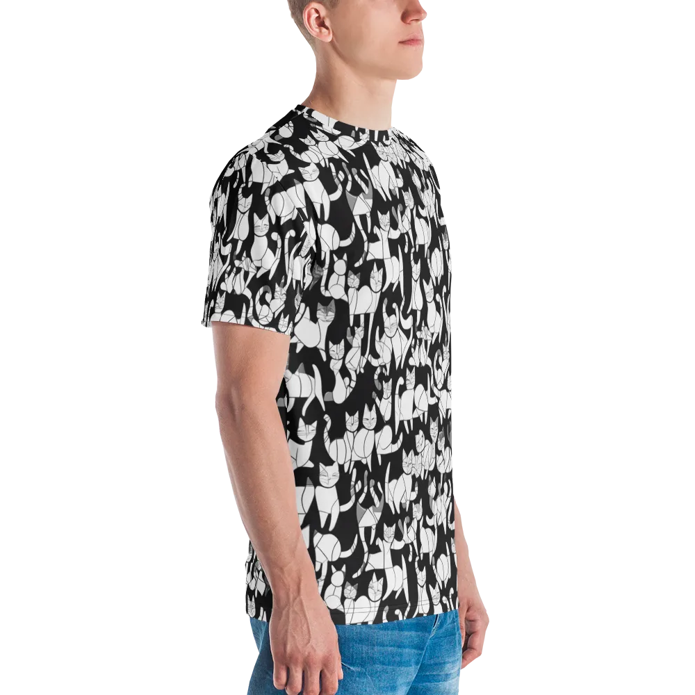 Nocturne Felines on Men's Crew Neck T-Shirt — Right