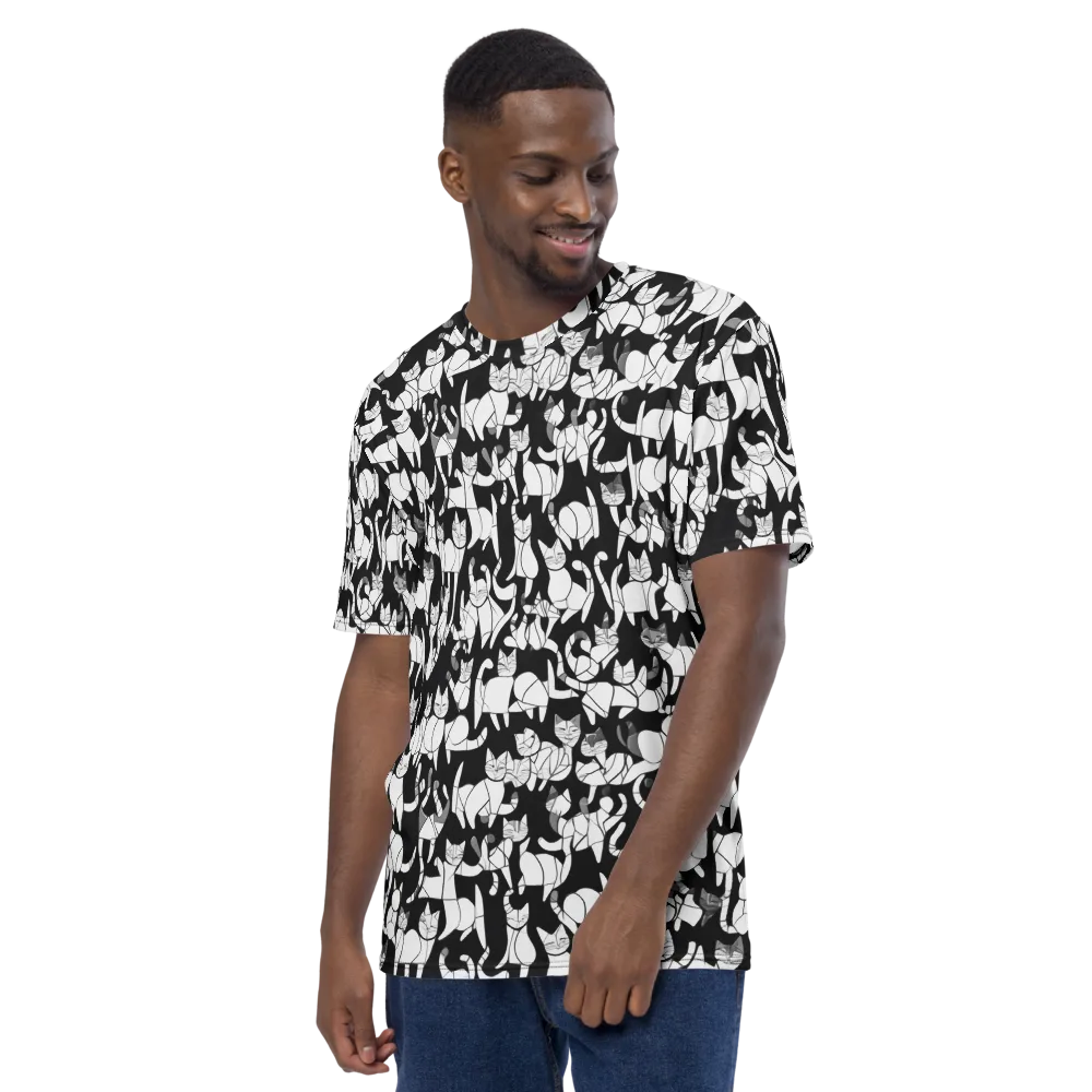Nocturne Felines on Men's Crew Neck T-Shirt — Left