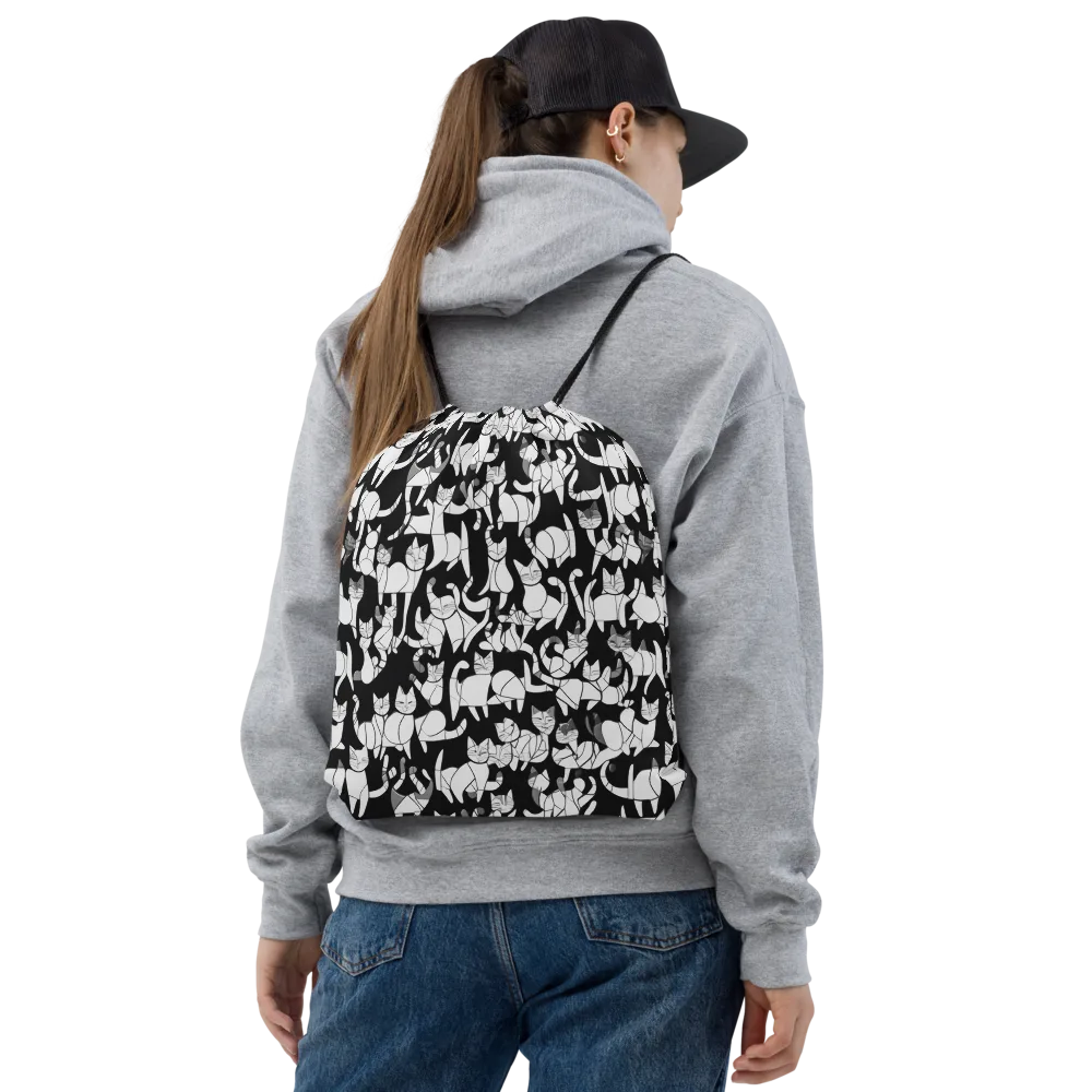 Nocturne Felines on Drawstring Bag — Front