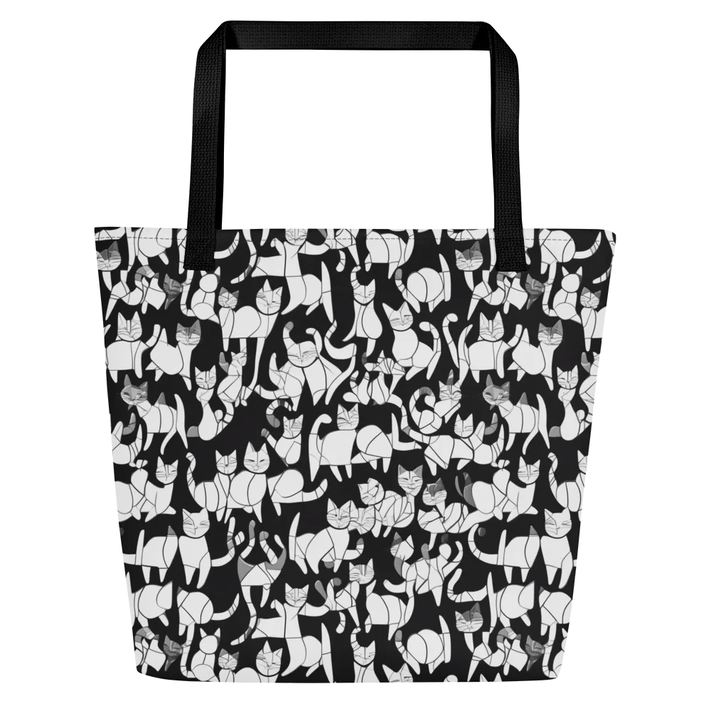 Nocturne Felines on Large Tote Bag W/ Pocket — Front