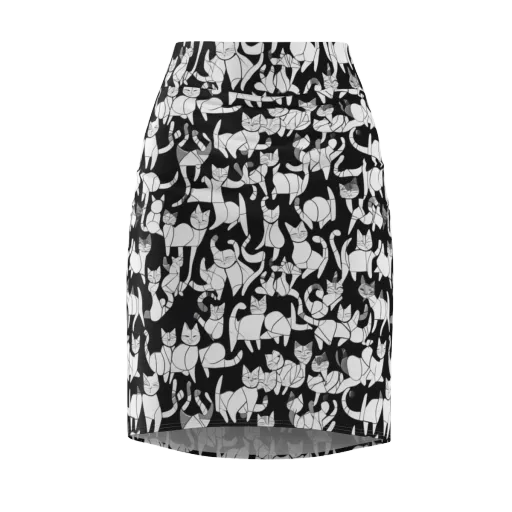 Nocturne Felines on a Pencil Skirt