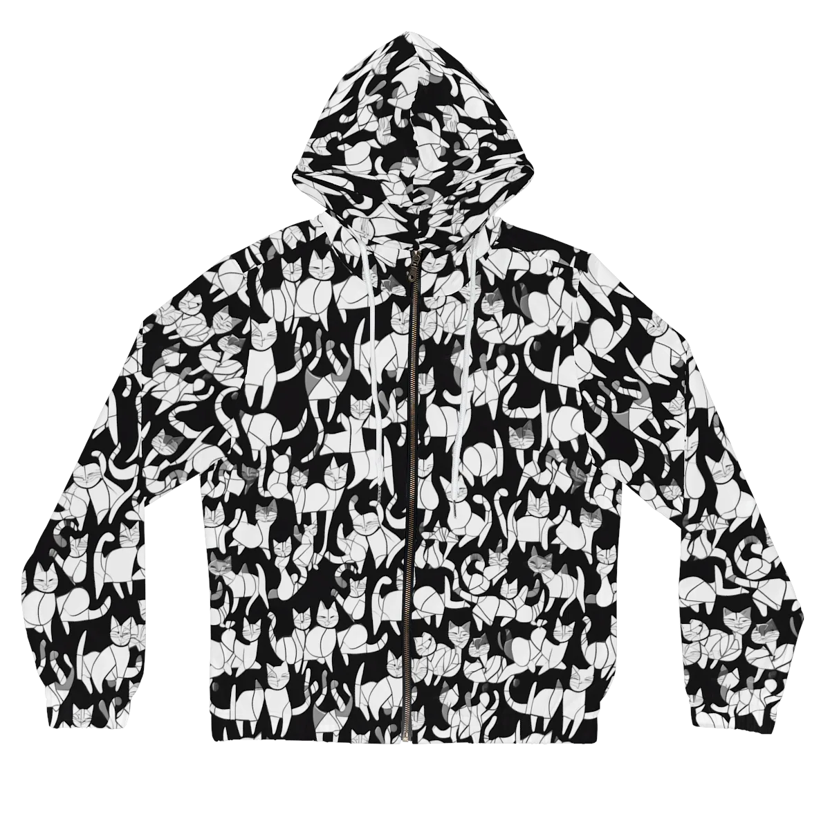 Nocturne Felines on Women's Full-Zip Hoodie — Front