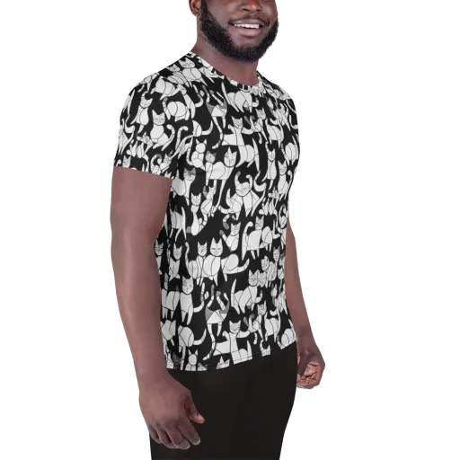 Nocturne Felines on a Men's Athletic T-Shirt