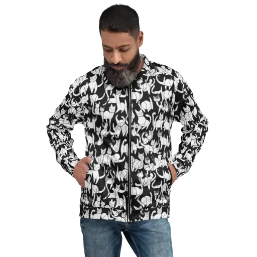Nocturne Felines on a Bomber Jacket