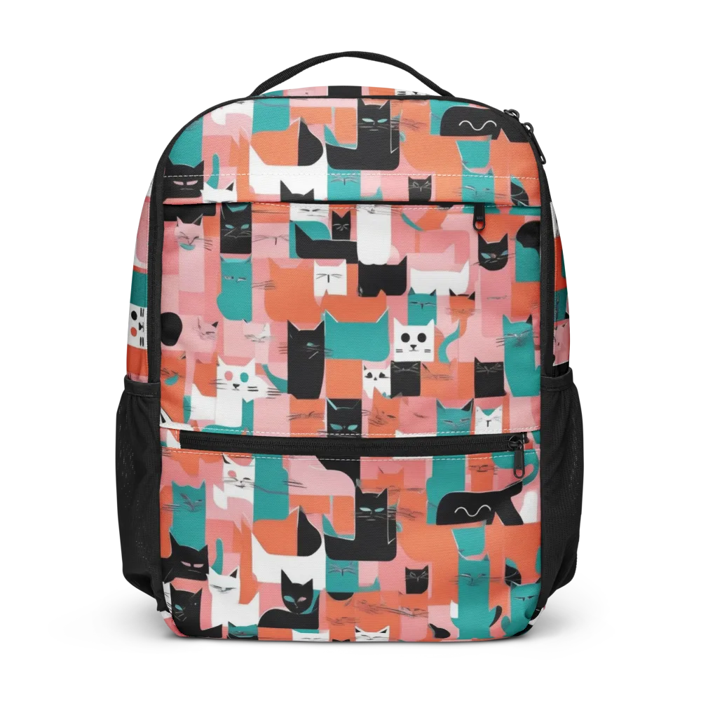 Coral Cat Parade on Utility Backpack — Front