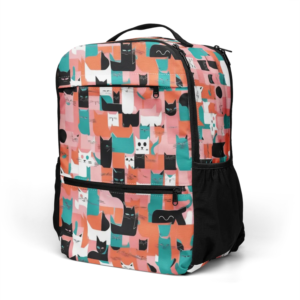 Coral Cat Parade on Utility Backpack — Left Front