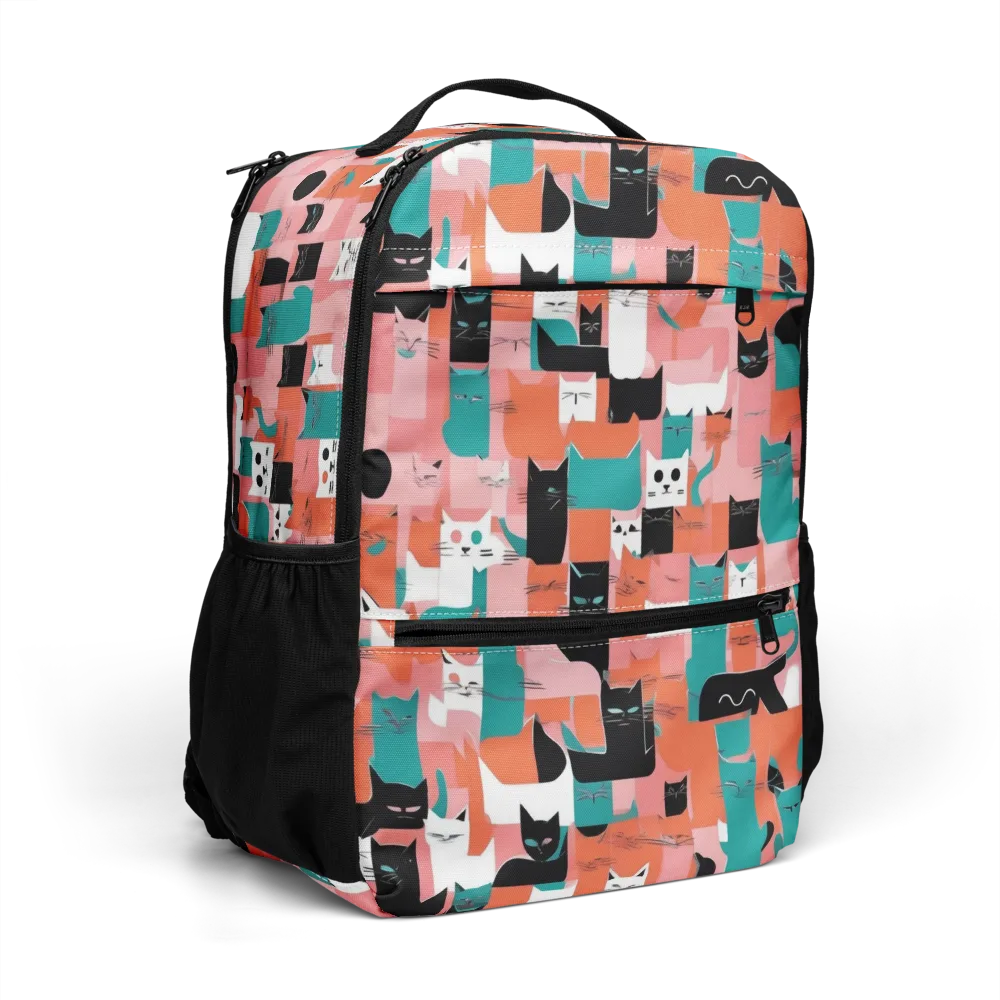 Coral Cat Parade on Utility Backpack — Right Front