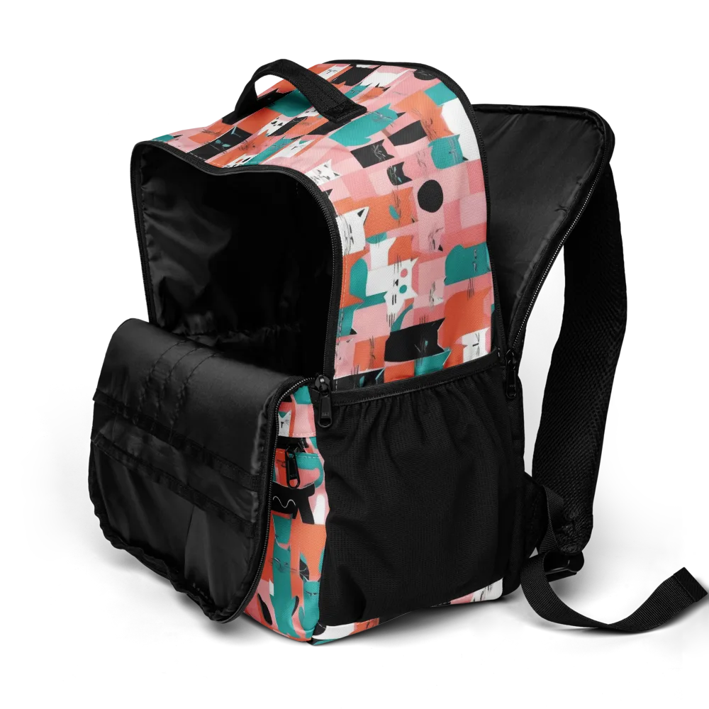 Coral Cat Parade on Utility Backpack — Product details 2
