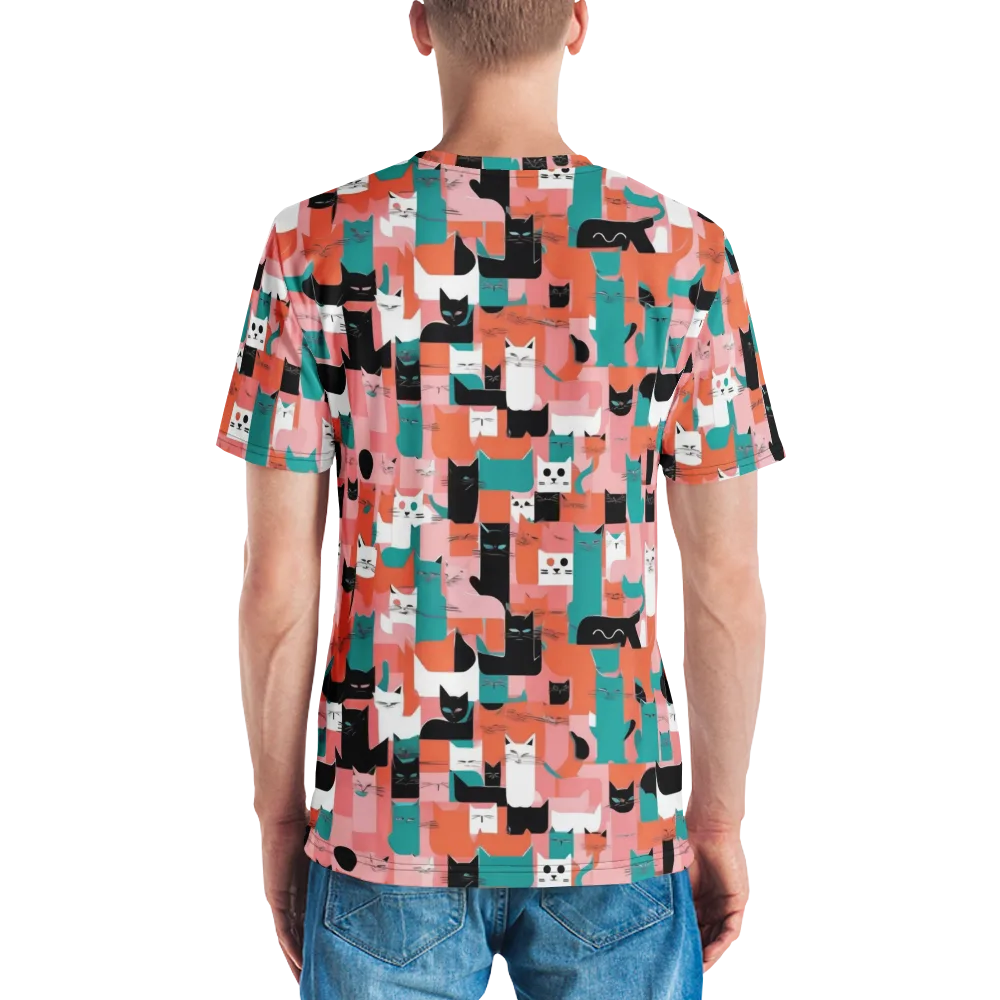 Coral Cat Parade on Men's Crew Neck T-Shirt — Back