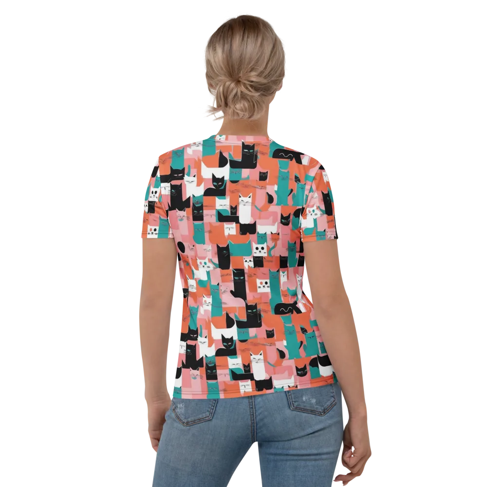 Coral Cat Parade on Women's Crew Neck T-Shirt — Back