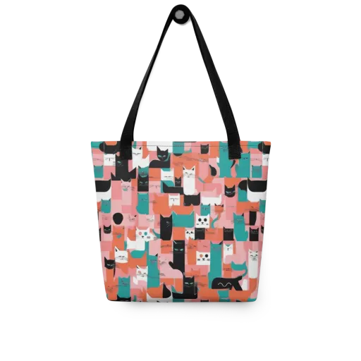 Coral Cat Parade on a Tote Bag