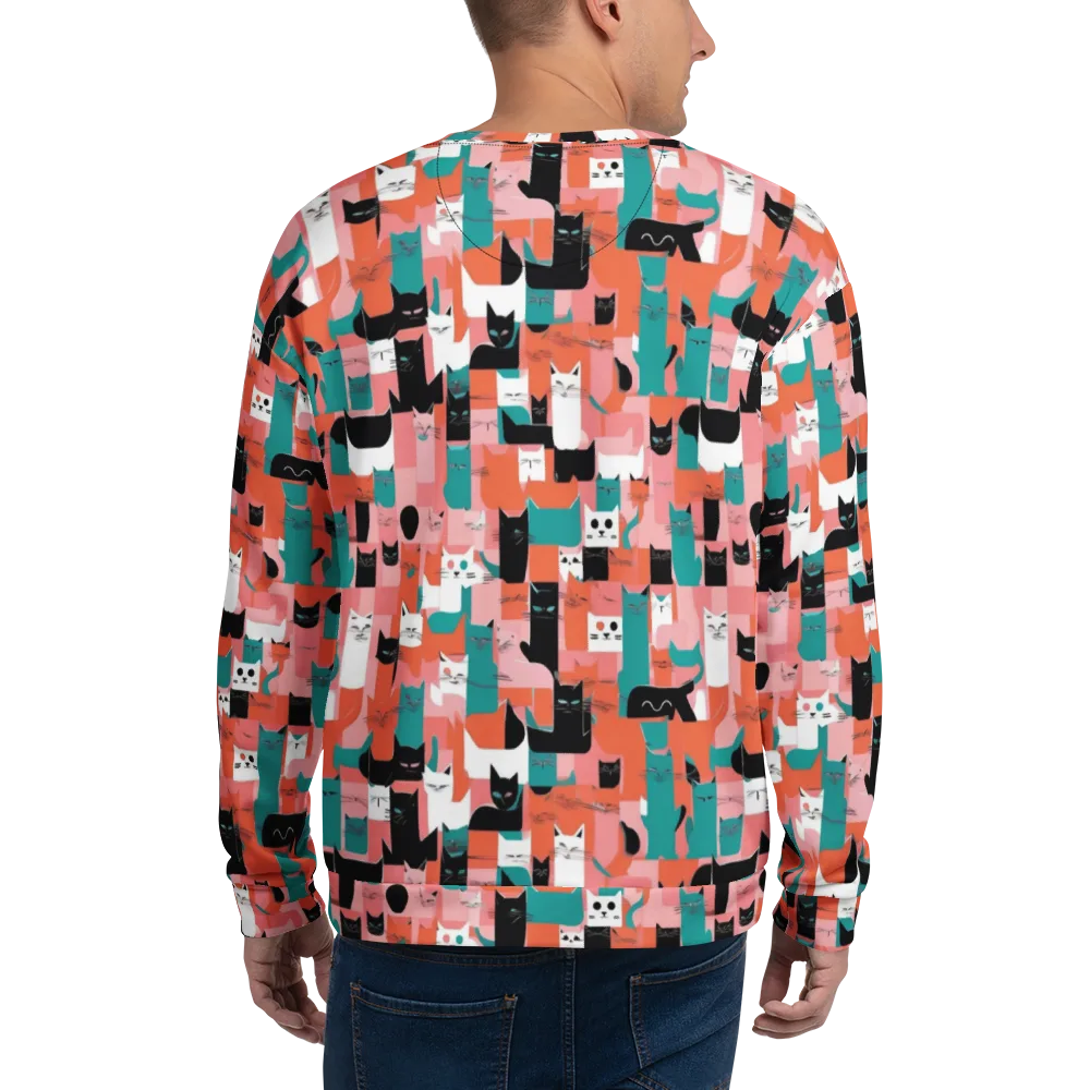 Coral Cat Parade on Sweatshirt — Back