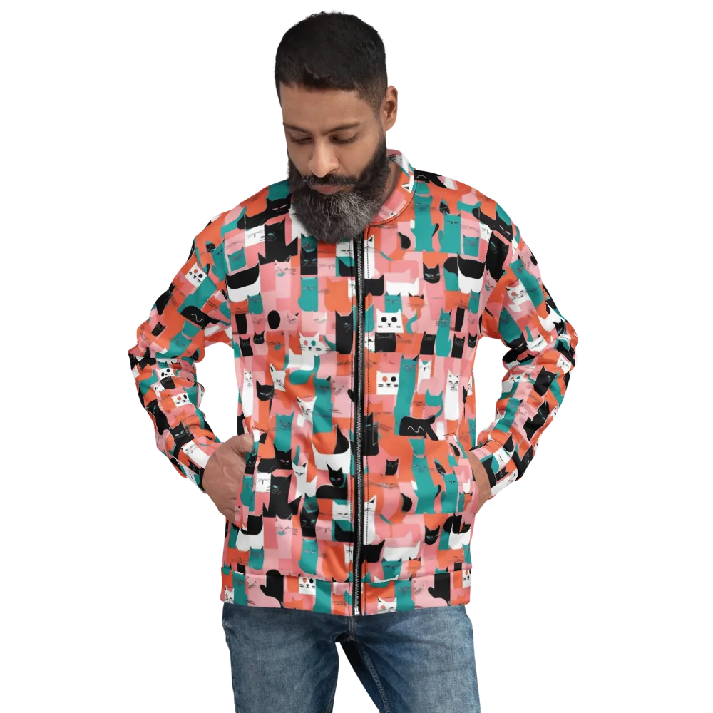 Coral Cat Parade on Bomber Jacket — Front