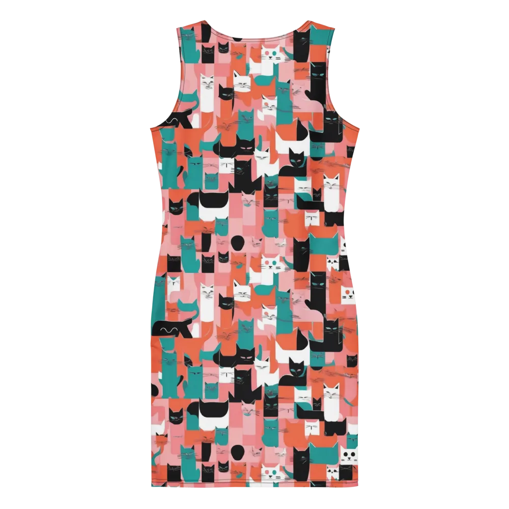 Coral Cat Parade on Bodycon Dress — Back