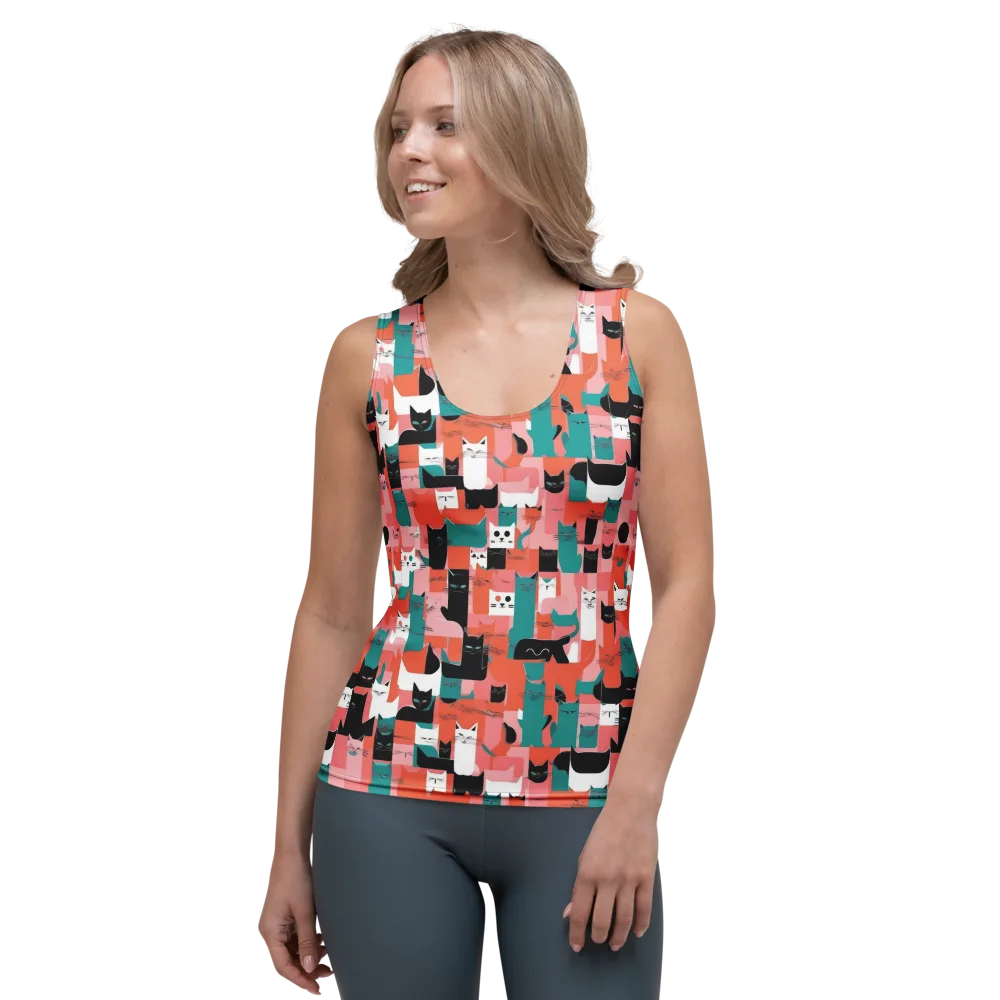 Coral Cat Parade on Women's Tank Top — Front