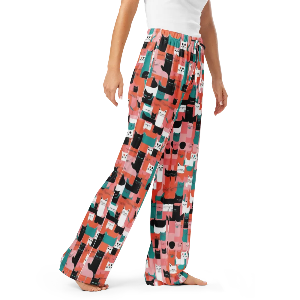 Coral Cat Parade on Women's Pajama Pants — Right Front