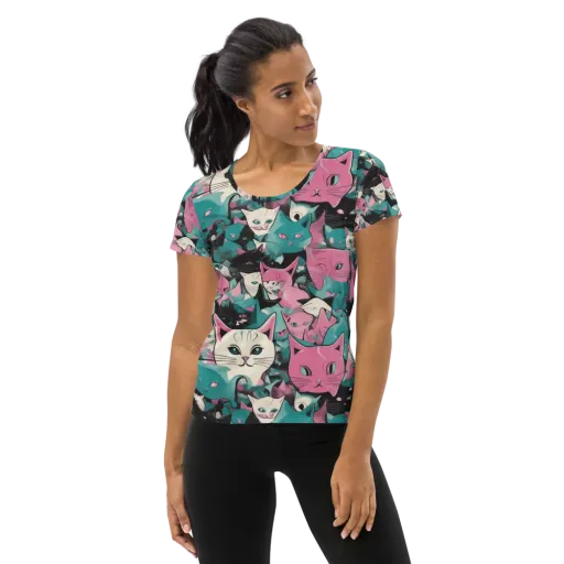 Whisker Pop on a Women's Athletic T-Shirt