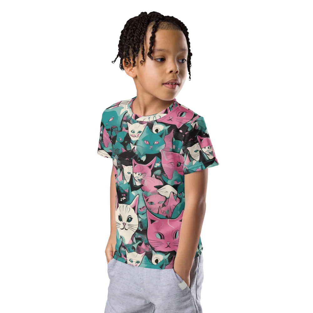 Whisker Pop on Kids Crew Neck T-Shirt — Left Front