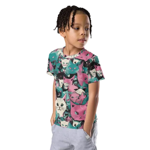 Whisker Pop on a Kids Crew Neck T-Shirt