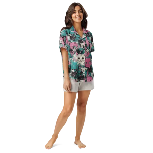 Whisker Pop on a Women's Short Sleeve Pajama Top
