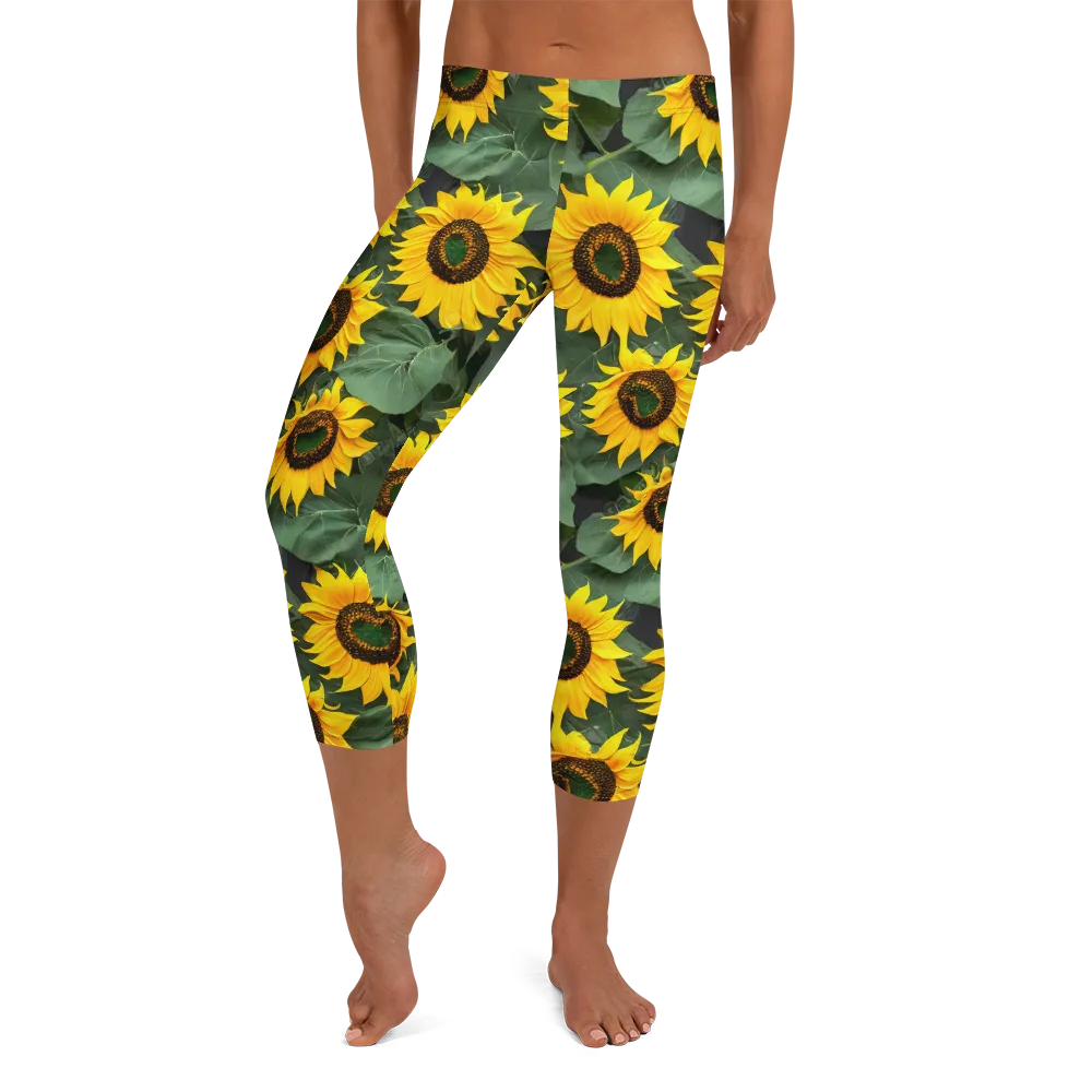 Sunlit Harvest on Capri Leggings — Front
