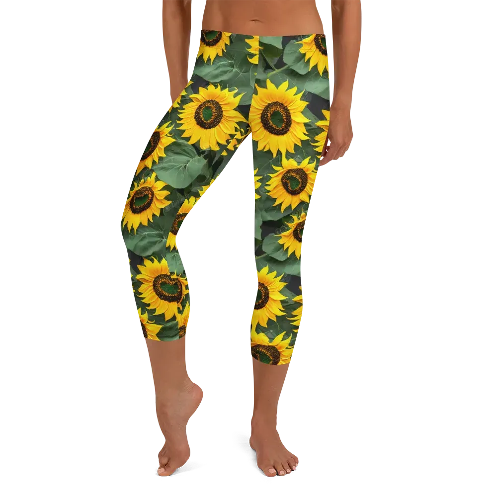 Sunlit Harvest on Capri Leggings — Front