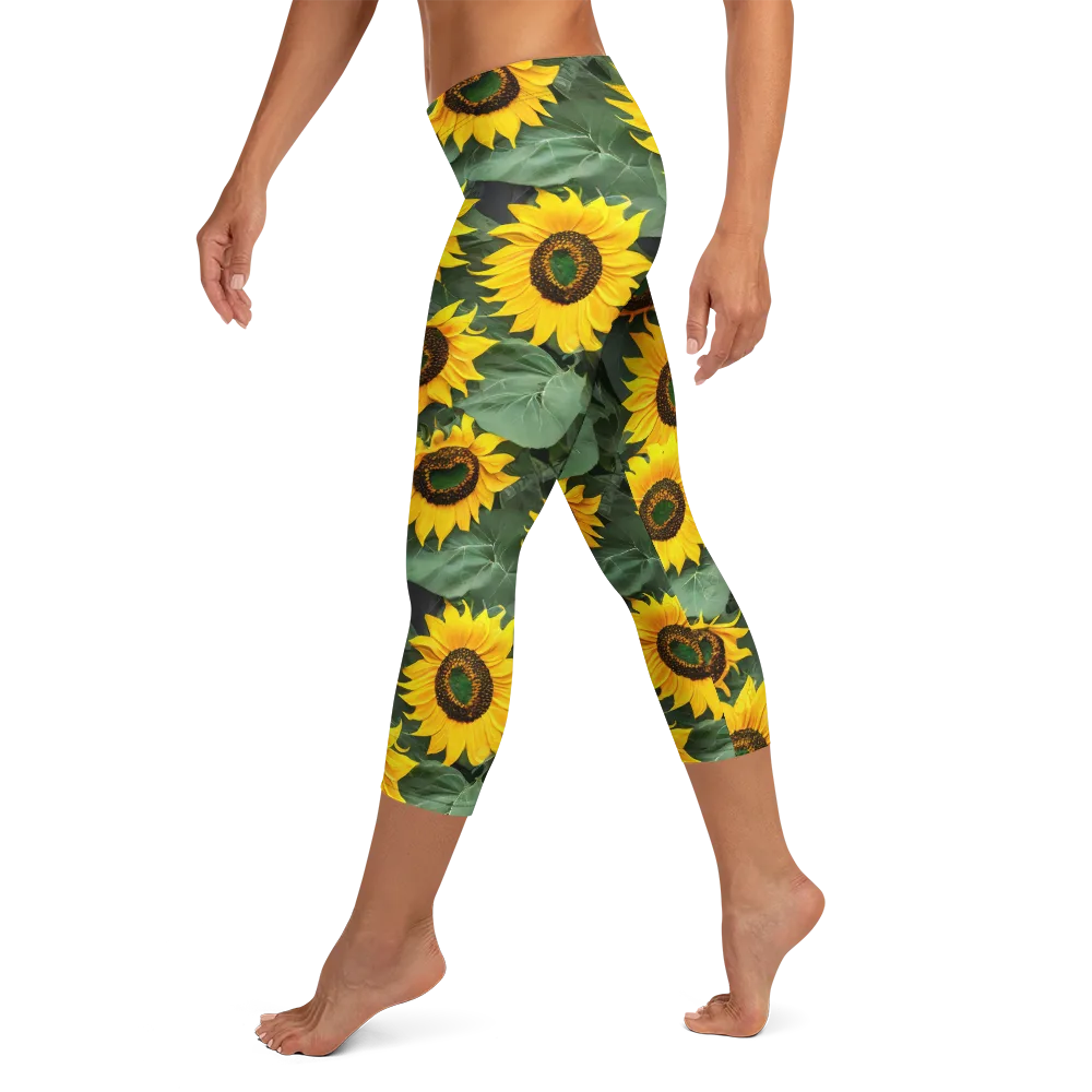 Sunlit Harvest on Capri Leggings — Left