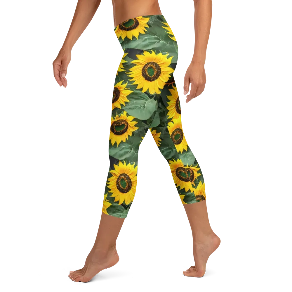 Sunlit Harvest on Capri Leggings — Left