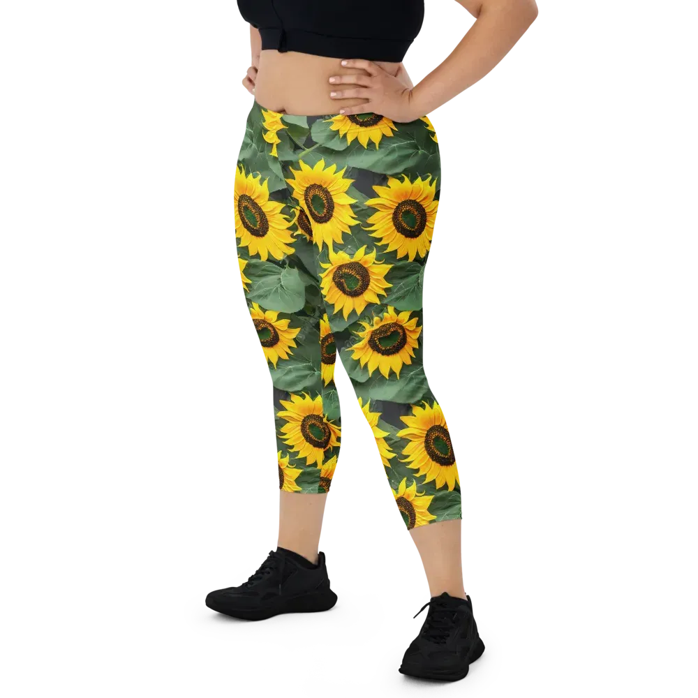 Sunlit Harvest on Capri Leggings — Front