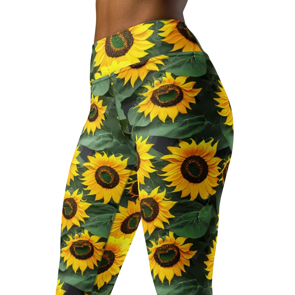 Sunlit Harvest on Yoga Leggings — Left Front