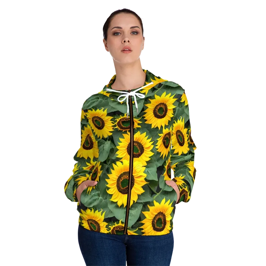 Sunlit Harvest on Women's Full-Zip Hoodie — Front On Person