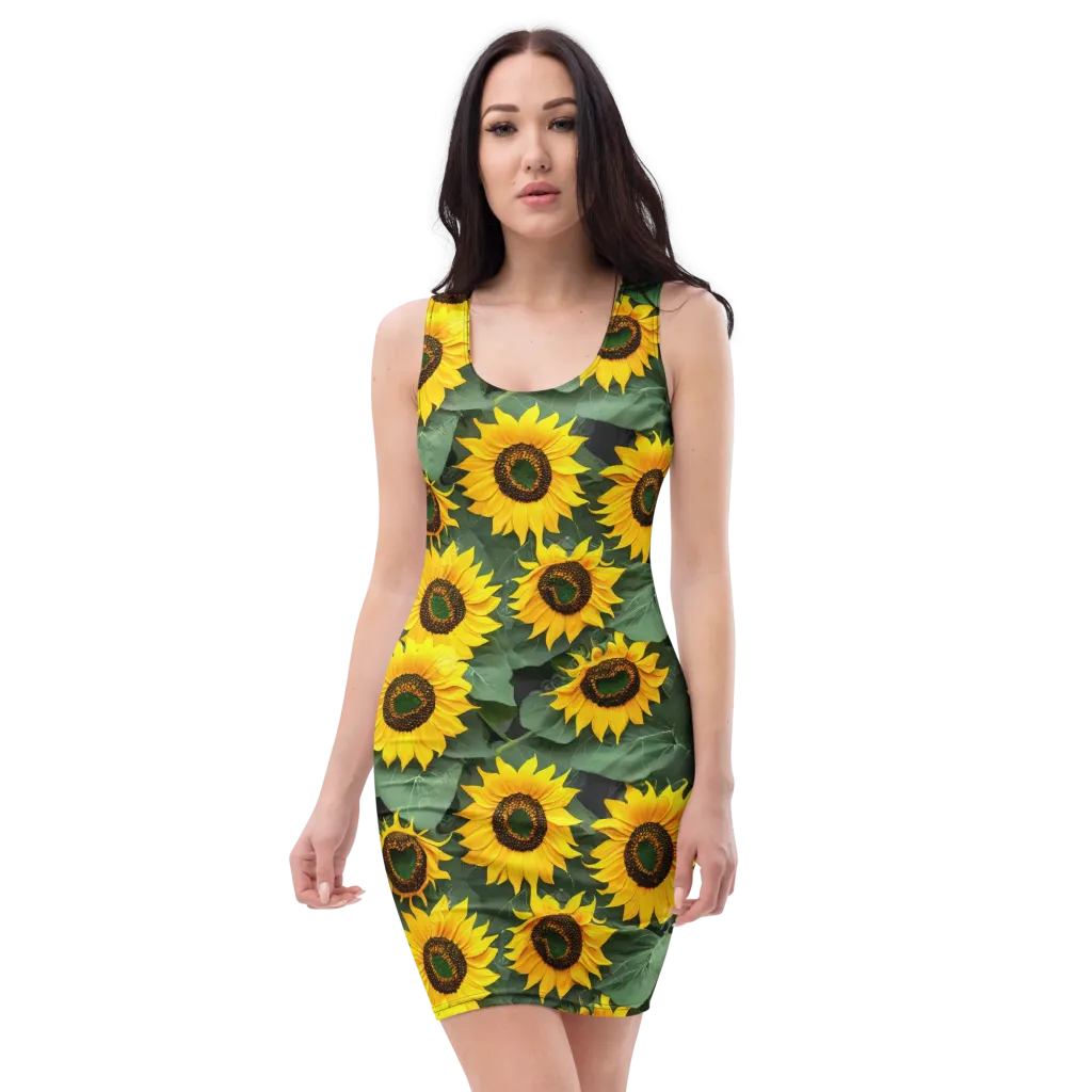 Sunlit Harvest on Bodycon Dress — Front