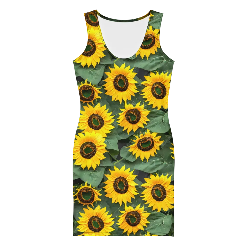 Sunlit Harvest on Bodycon Dress — Front