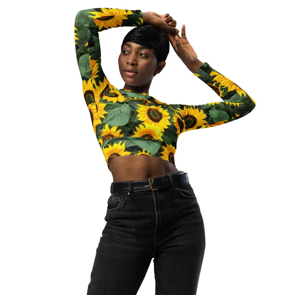 Sunlit Harvest on Long Sleeve Crop Top — Front