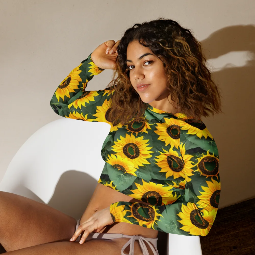 Sunlit Harvest on Long Sleeve Crop Top — Left Front